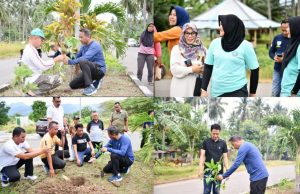 Bupati dan Ketua TP PKK Tanam Pohon Tabebuya Untuk Keindahan Boltim
